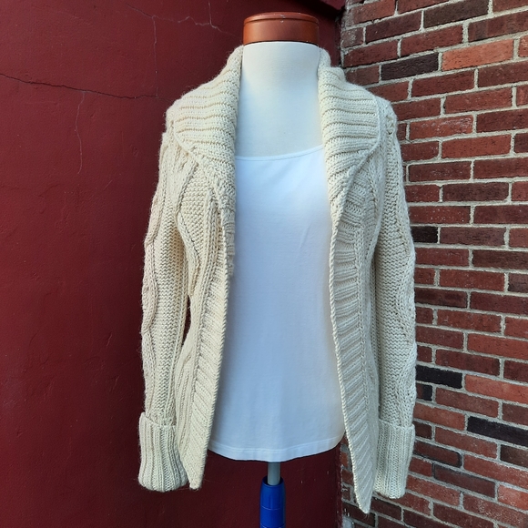 Anthropologie Aeve Peruvian Baby Alpaca Wool Chunky Cable Knit Cardigan Sweater - Picture 2 of 10